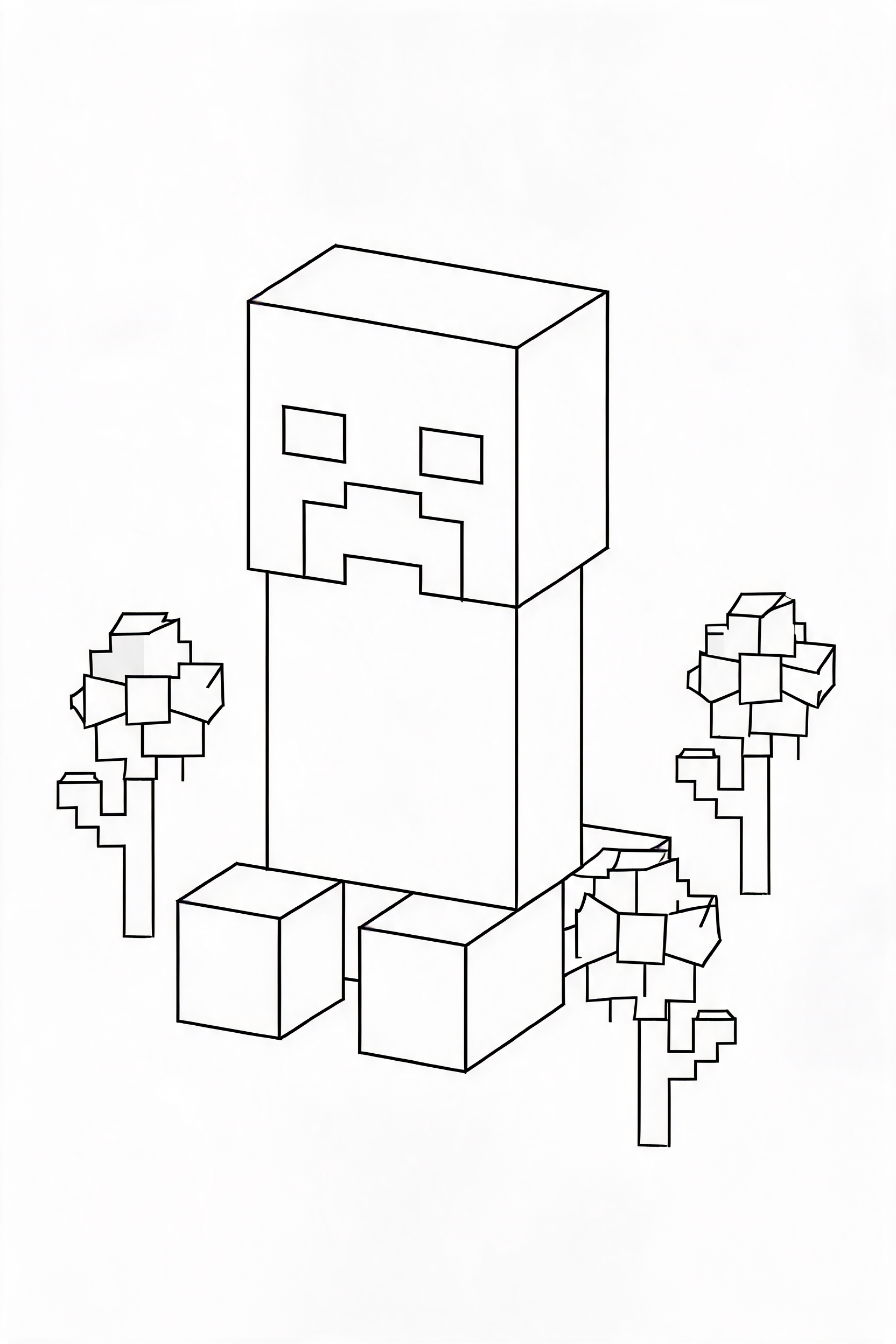 Color Minecraft Creeper in a Flower Field Online